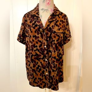 Stars Above Leopard Pajamas Top. Size Medium